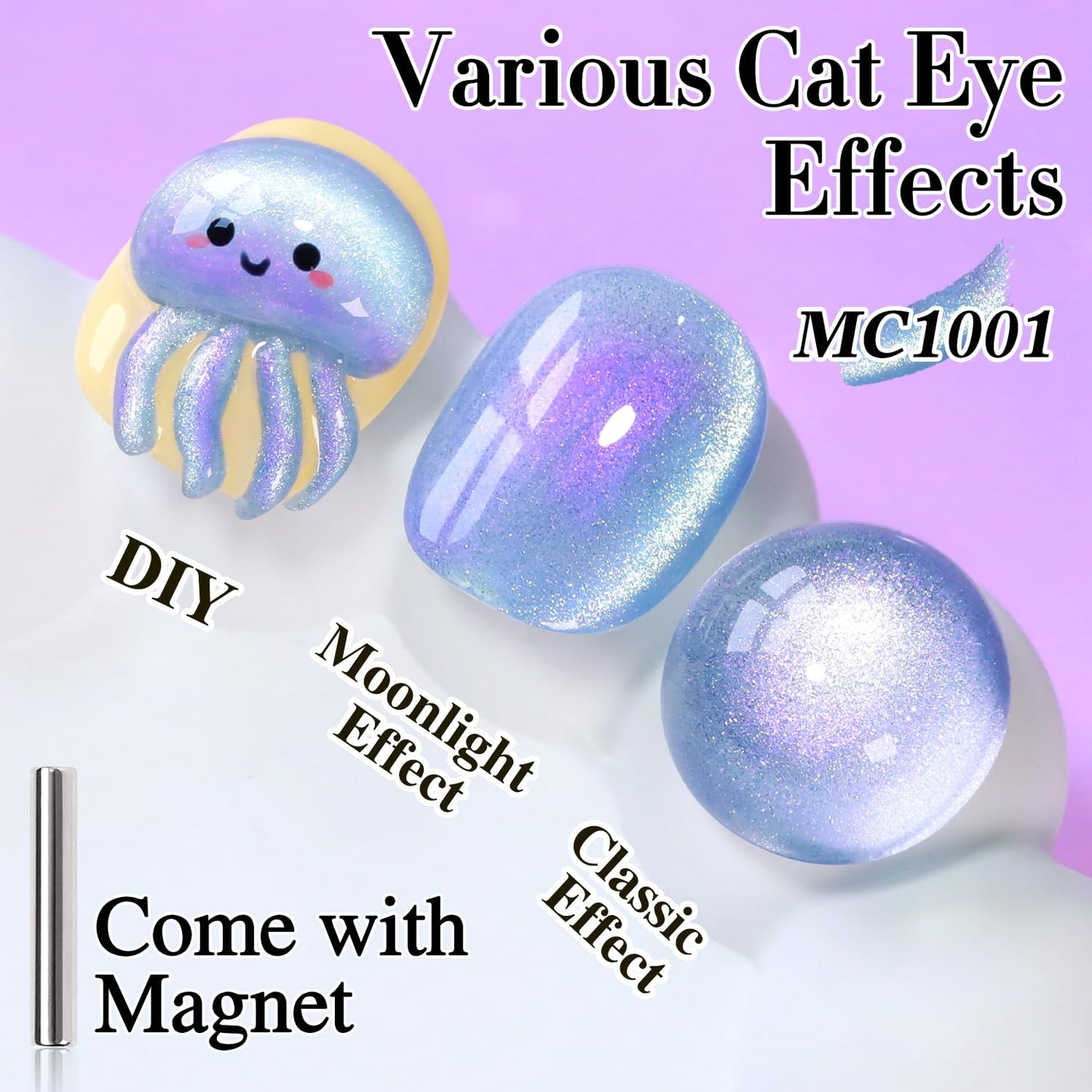 0.5 OZ Cat Eye Gel Polish with Magnet 15ML Holographic Glitter Shimmer Transluce
