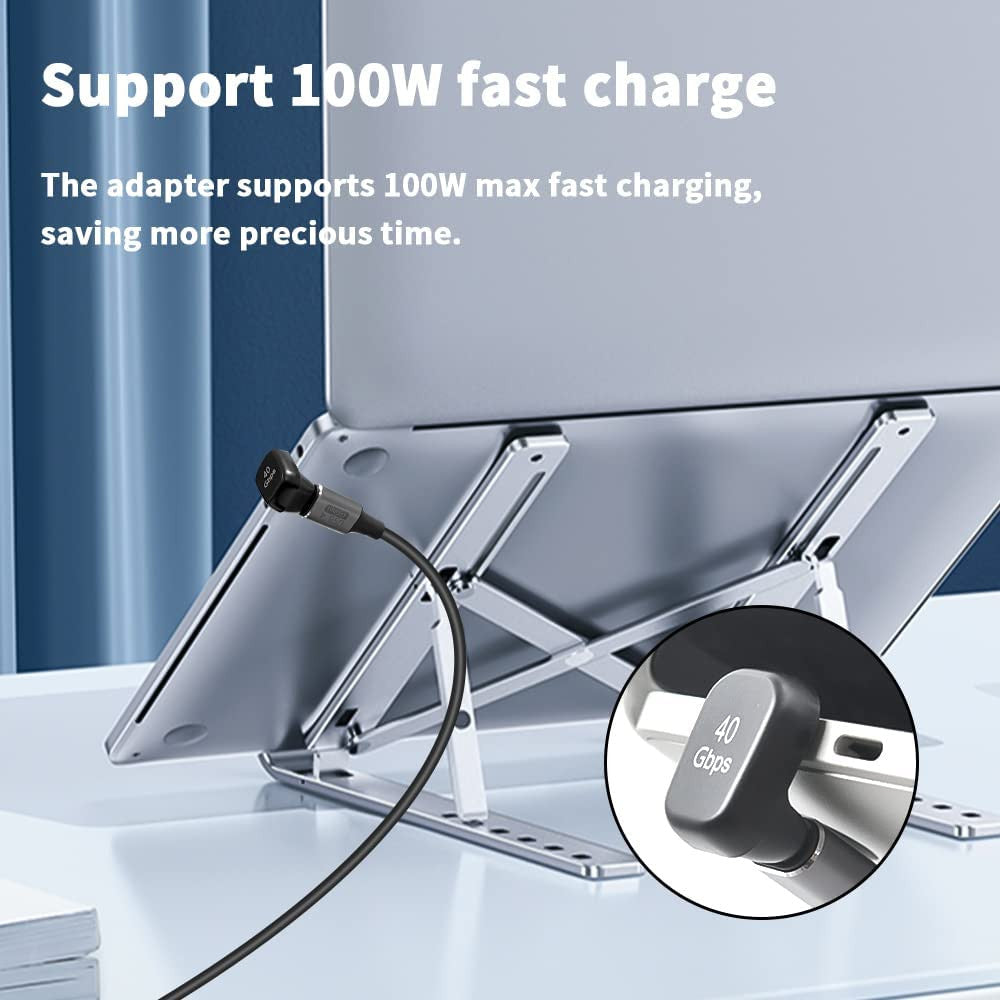 180 Degree USB C Adapter 40Gbps, 100W, 8K@60Hz, USB C Female to Male Extender Ad