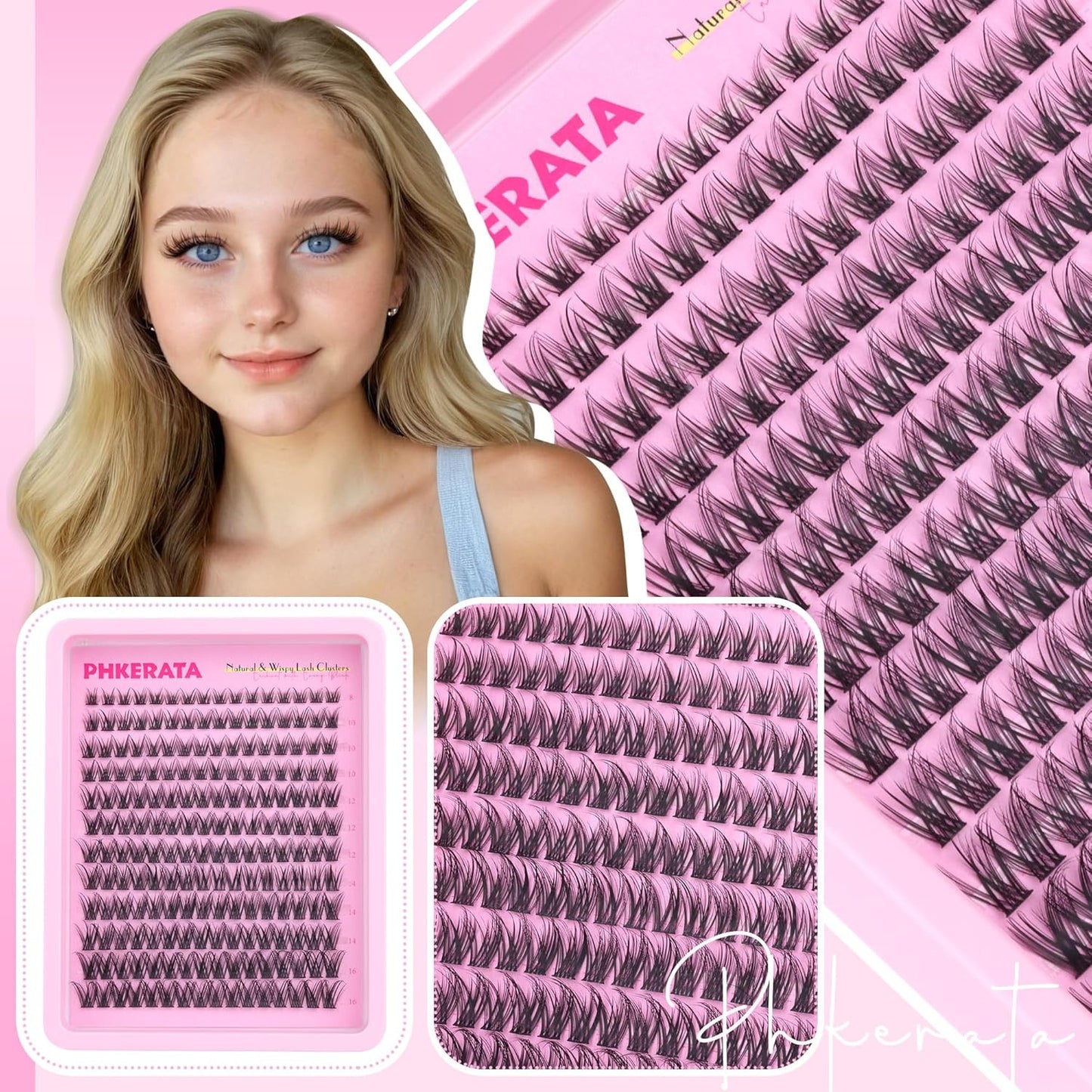 Wispy Lash Clusters Kit Natural Lash Extension Kit 192 Pcs Cluster Eyelash Exten