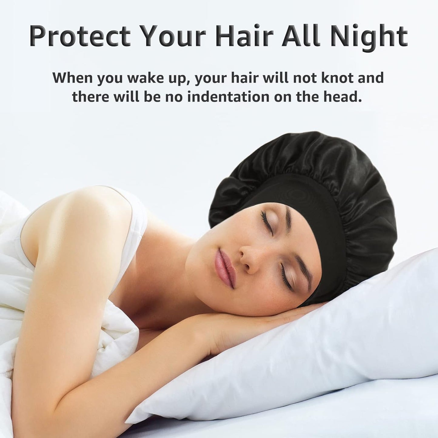 3 Pack Satin Bonnet Silk Hair Bonnet for Sleeping, Sleep Bonnets for Women Large