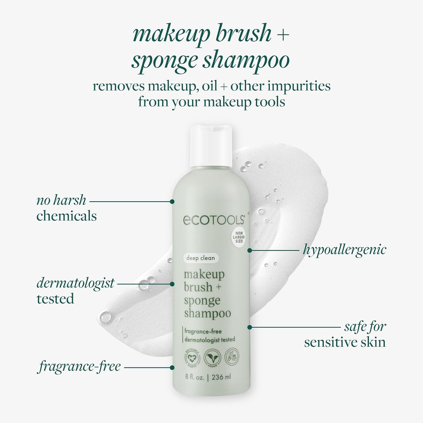 XL Makeup Brush + Sponge Shampoo, Removes Makeup, Dirt, & Impurities from Makeup