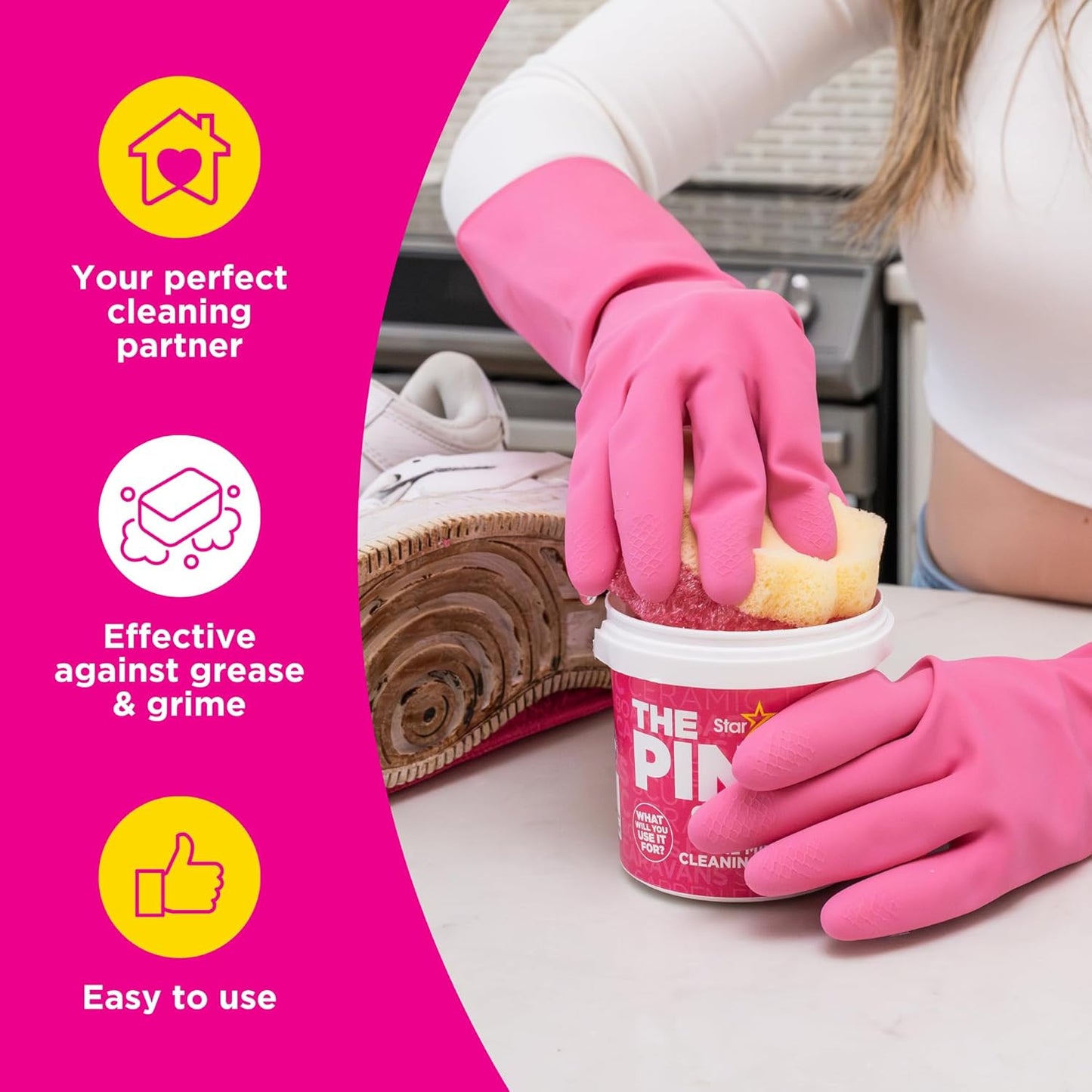 – the Pink Stuff – Sqeezy Miracle Dual Sided Scrubber Sponge, Scratch Free Solut
