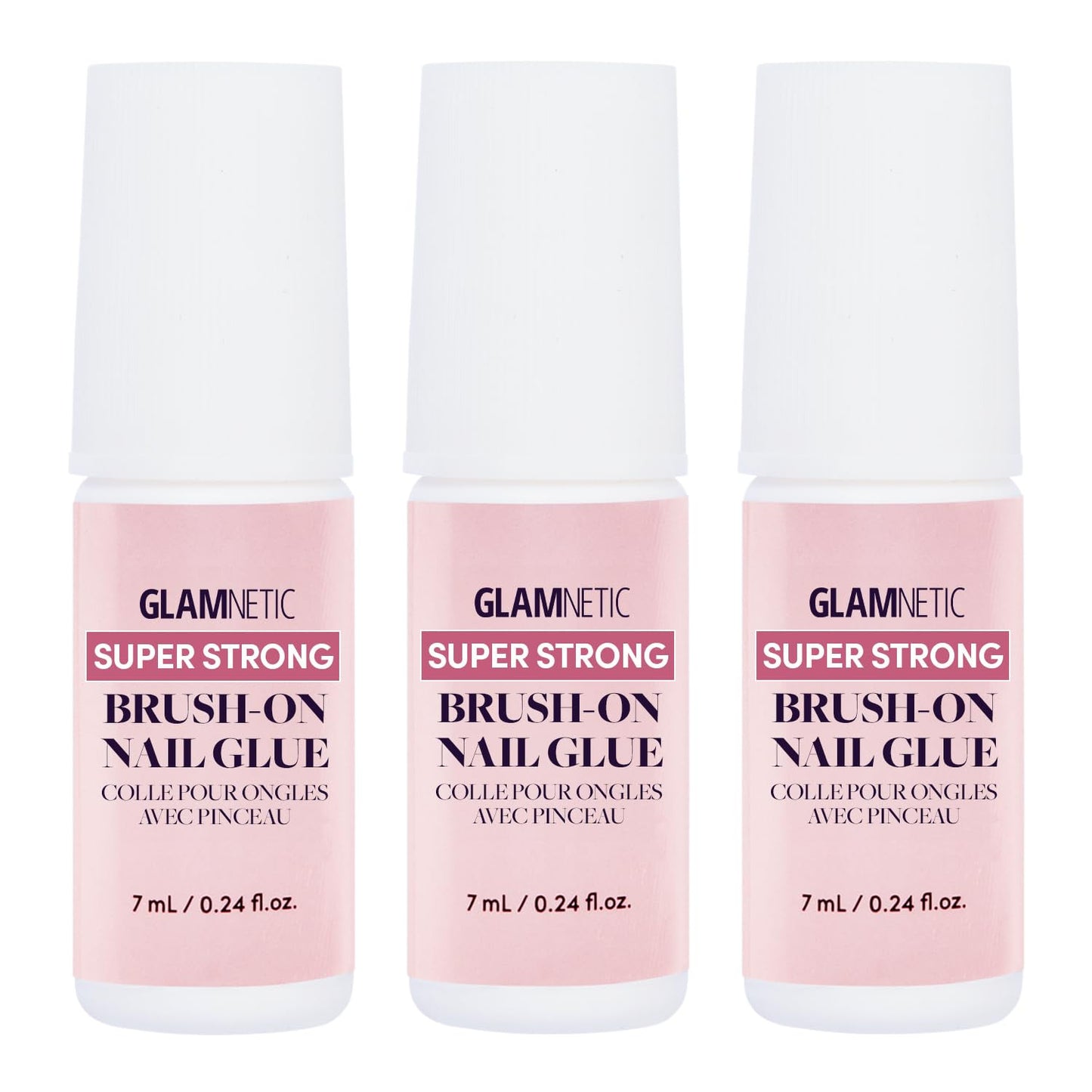 Super Strong Brush on Nail Glue (3 Bottles) | Brush Tip Applicator, Mess Free, T