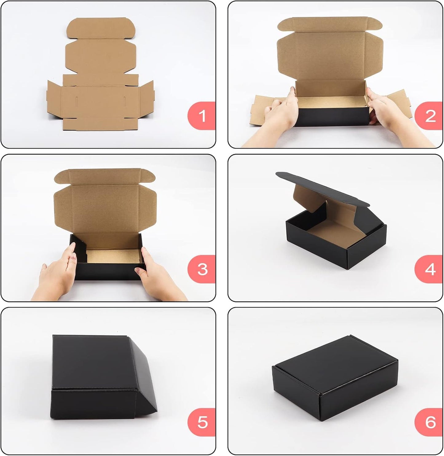 25 Pack 7X5X2 Shipping Boxes for Small Business, Black Packaging Cardboard Boxes
