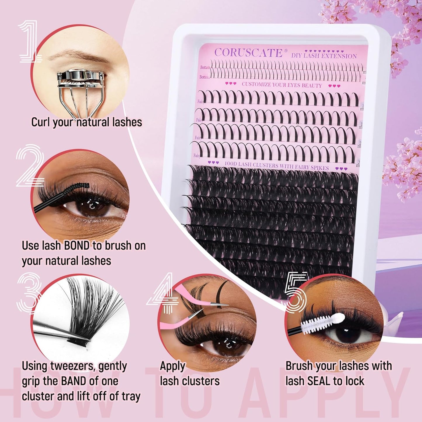 100D Lash Clusters with Bottom Lashes Spikes Eyelash Clusters Multi-Type Individ