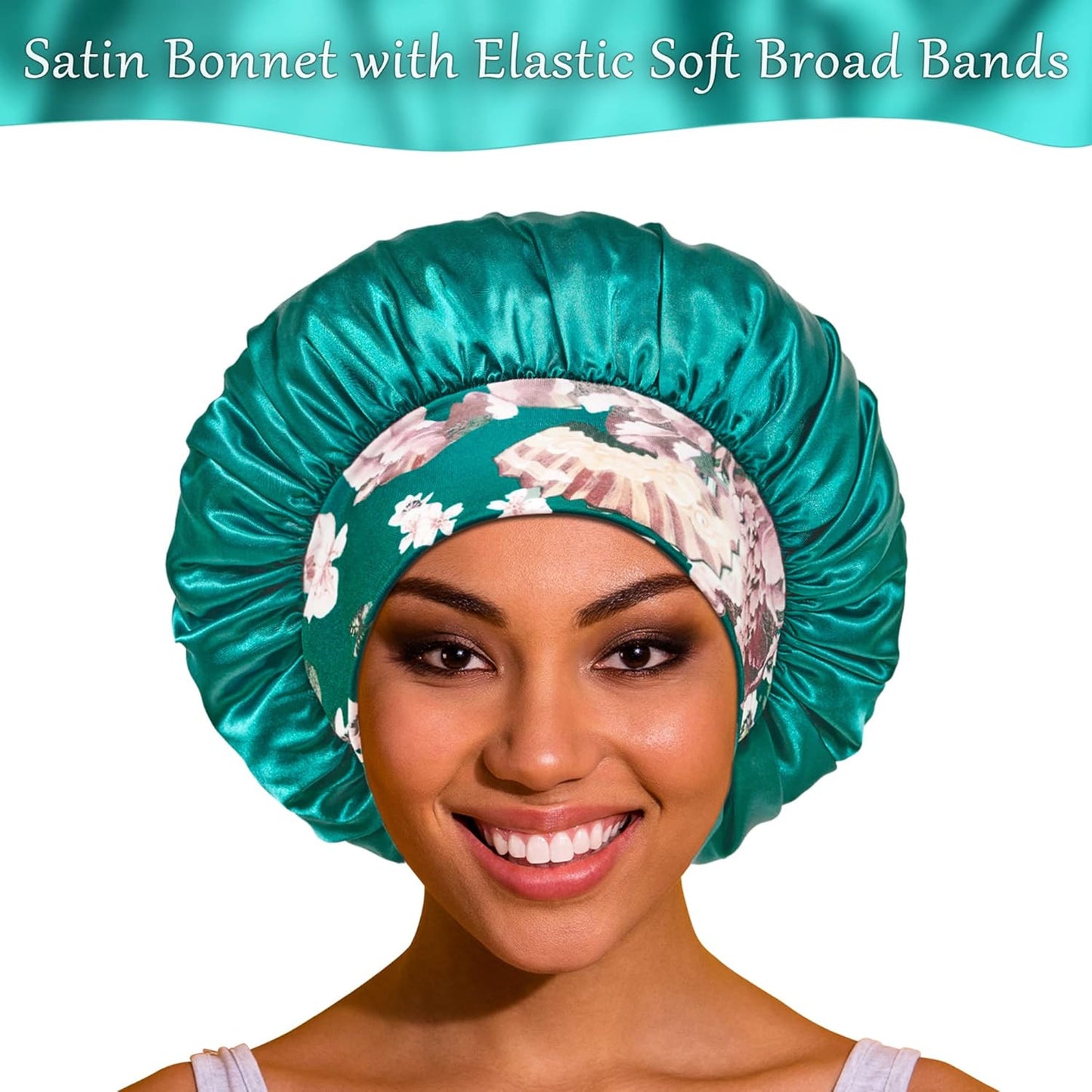 3 Pack Satin Bonnet Silk Hair Bonnet for Sleeping, Sleep Bonnets for Women Large