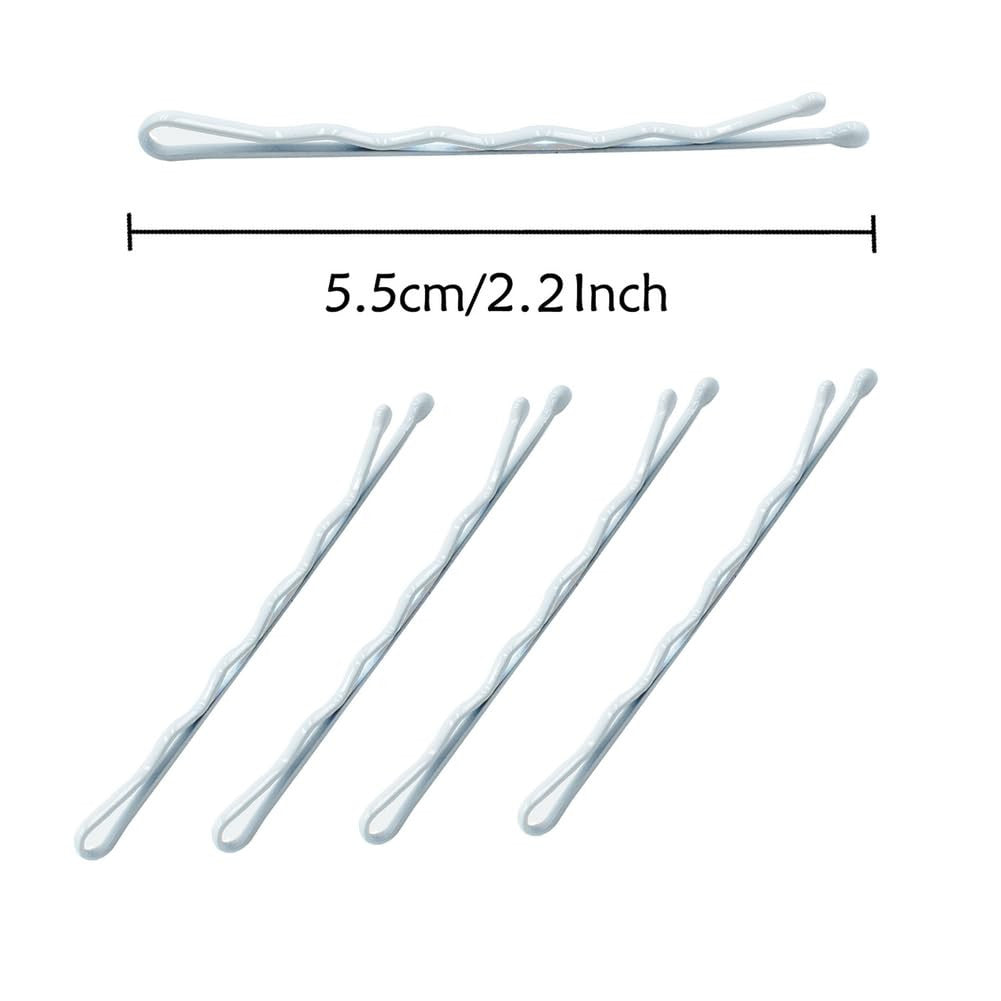 White Bobby Pins for Hair, 220 Count 2.2 Inch Wavy Style White Hair Pins for Wo