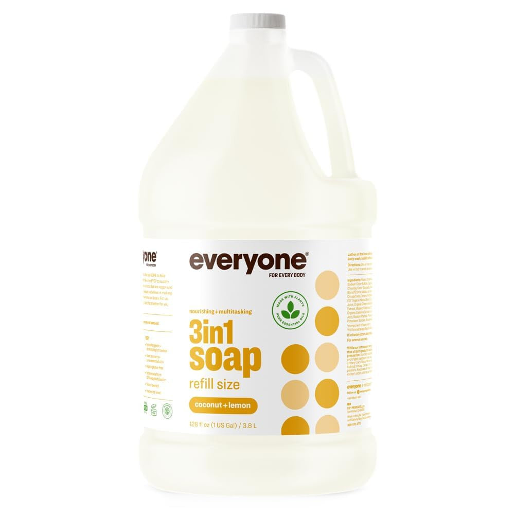 3-In-1 Soap, Body Wash, Bubble Bath, Shampoo, 1 Gallon, Coconut and Lemon, Made