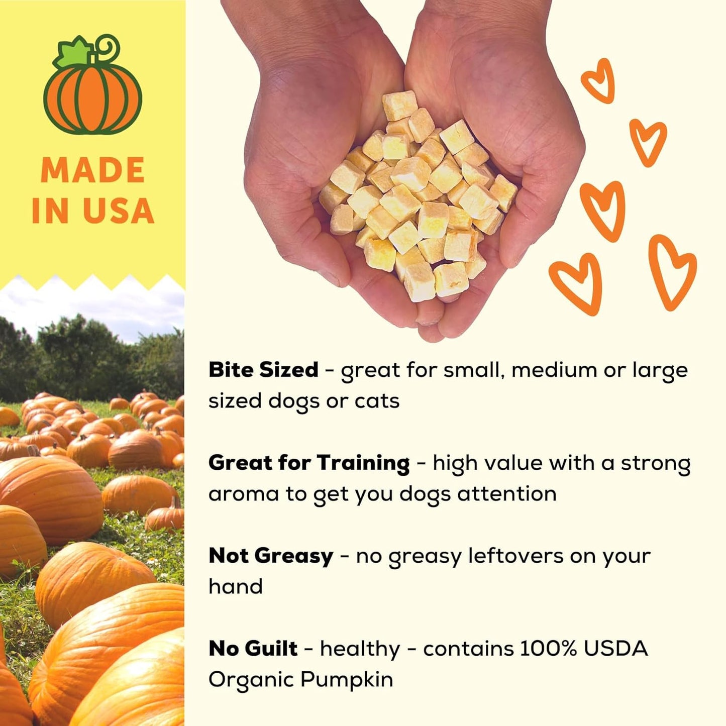 – Freeze Dried Organic Pumpkin Dog and Cat Treats, Organic, Single Ingredient |