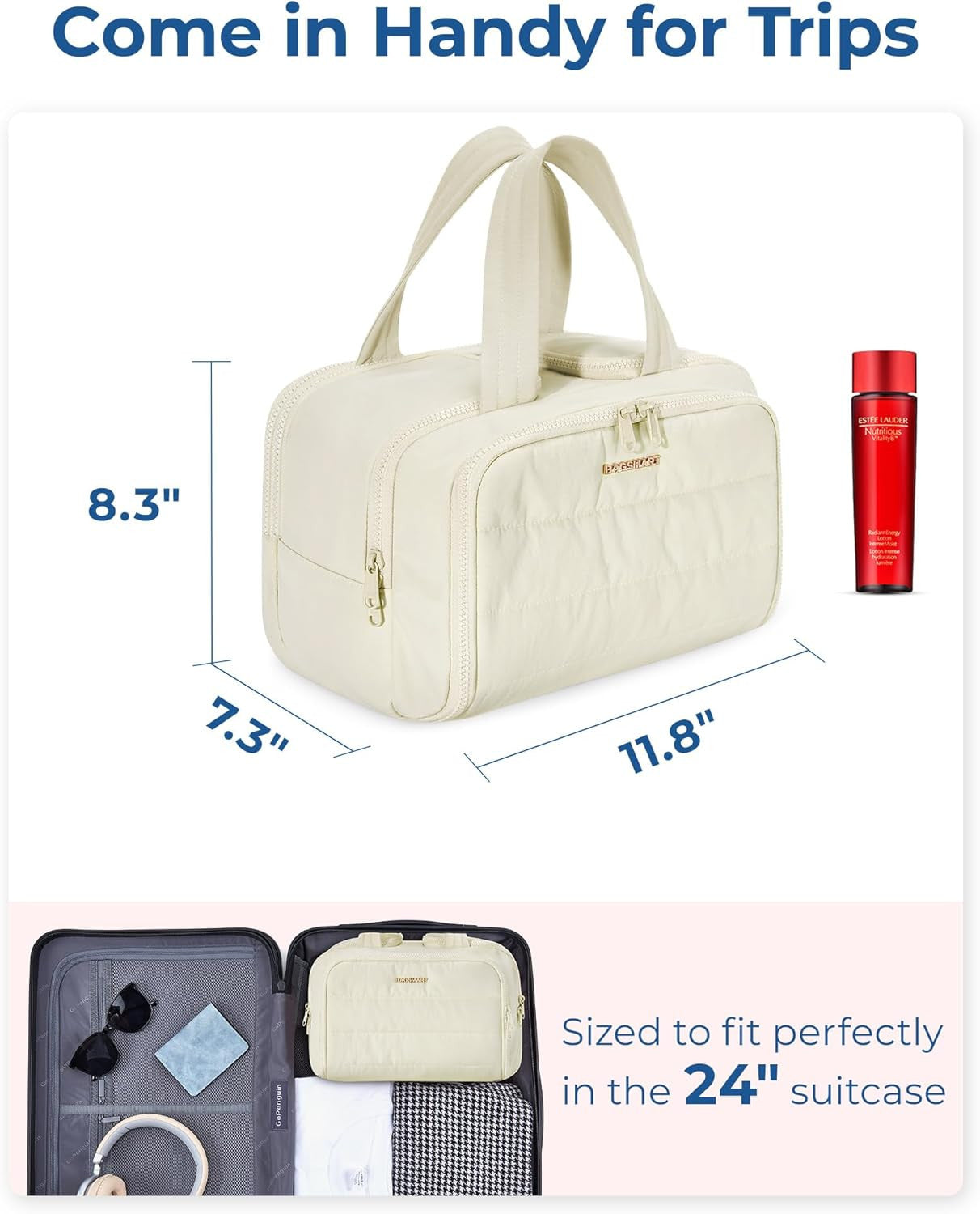 Travel Toiletry Bag, Lightweight Large Wide-Open Travel Bag for Women, Puffy Cos