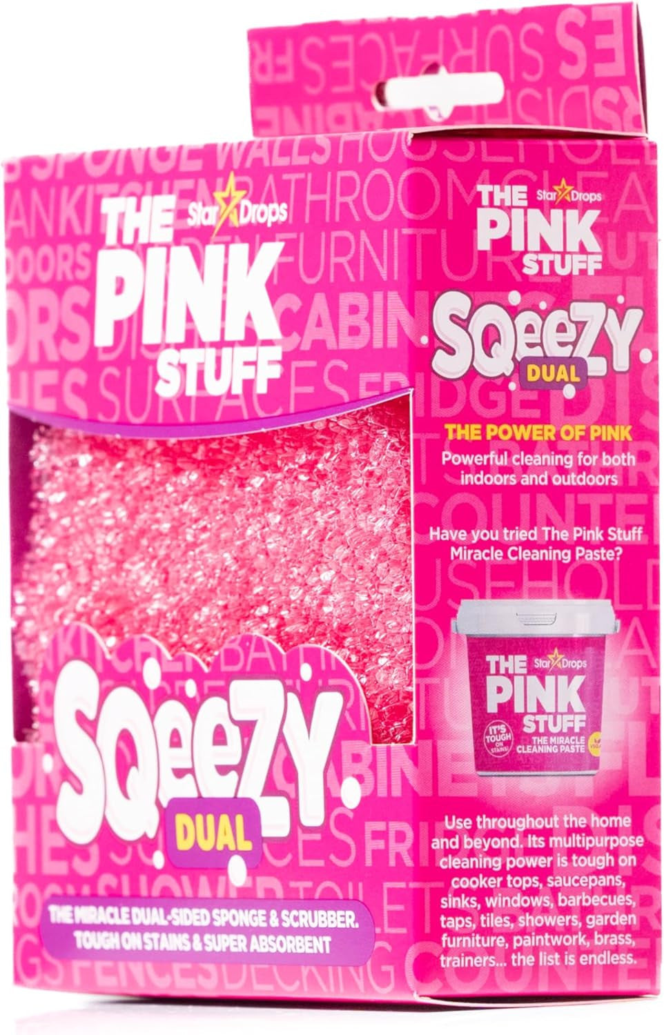 – the Pink Stuff – Sqeezy Miracle Dual Sided Scrubber Sponge, Scratch Free Solut