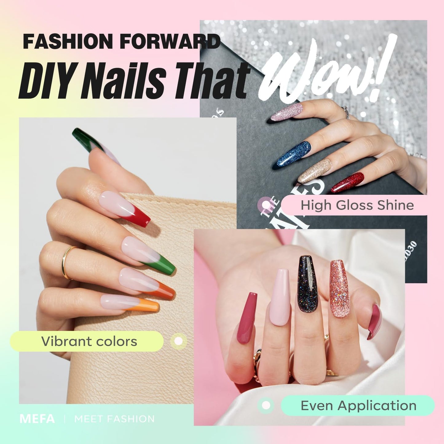 56 Pcs Gel Nail Polish Kit with U V Light, 32 Colors Hot Pink Colorful Gel Nail