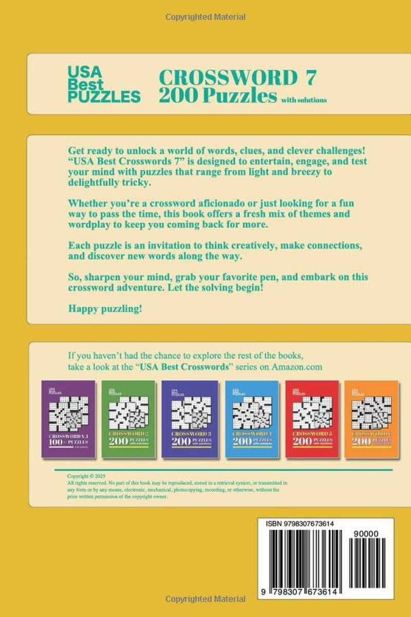 USA Best Crosswords 7: 200 Puzzles Easy to Hard for Adults with Solutions