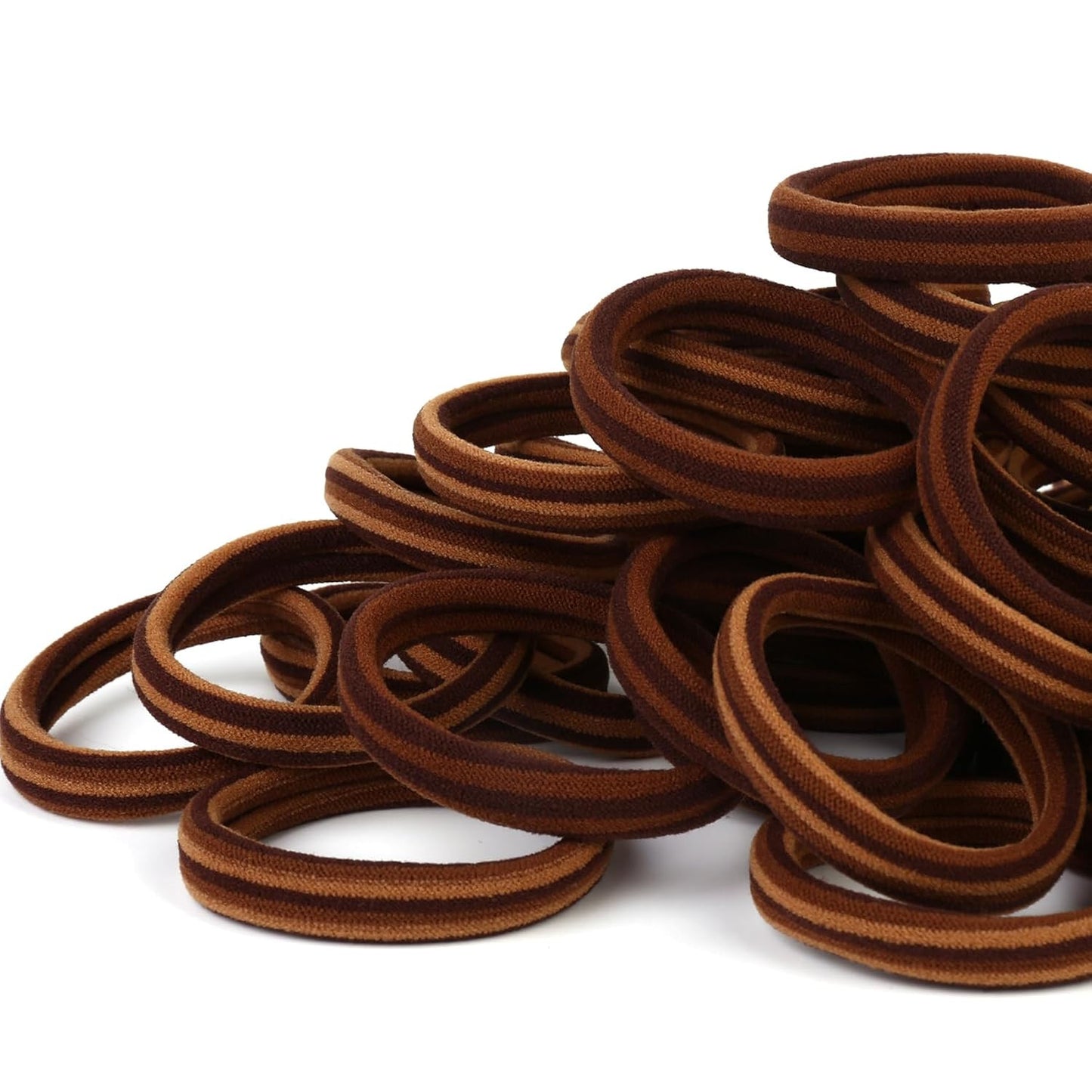 50PCS Thick Hair Ties, Cotton Hair Bands for Thick Curly Heavy Hair, Brown, 2 In