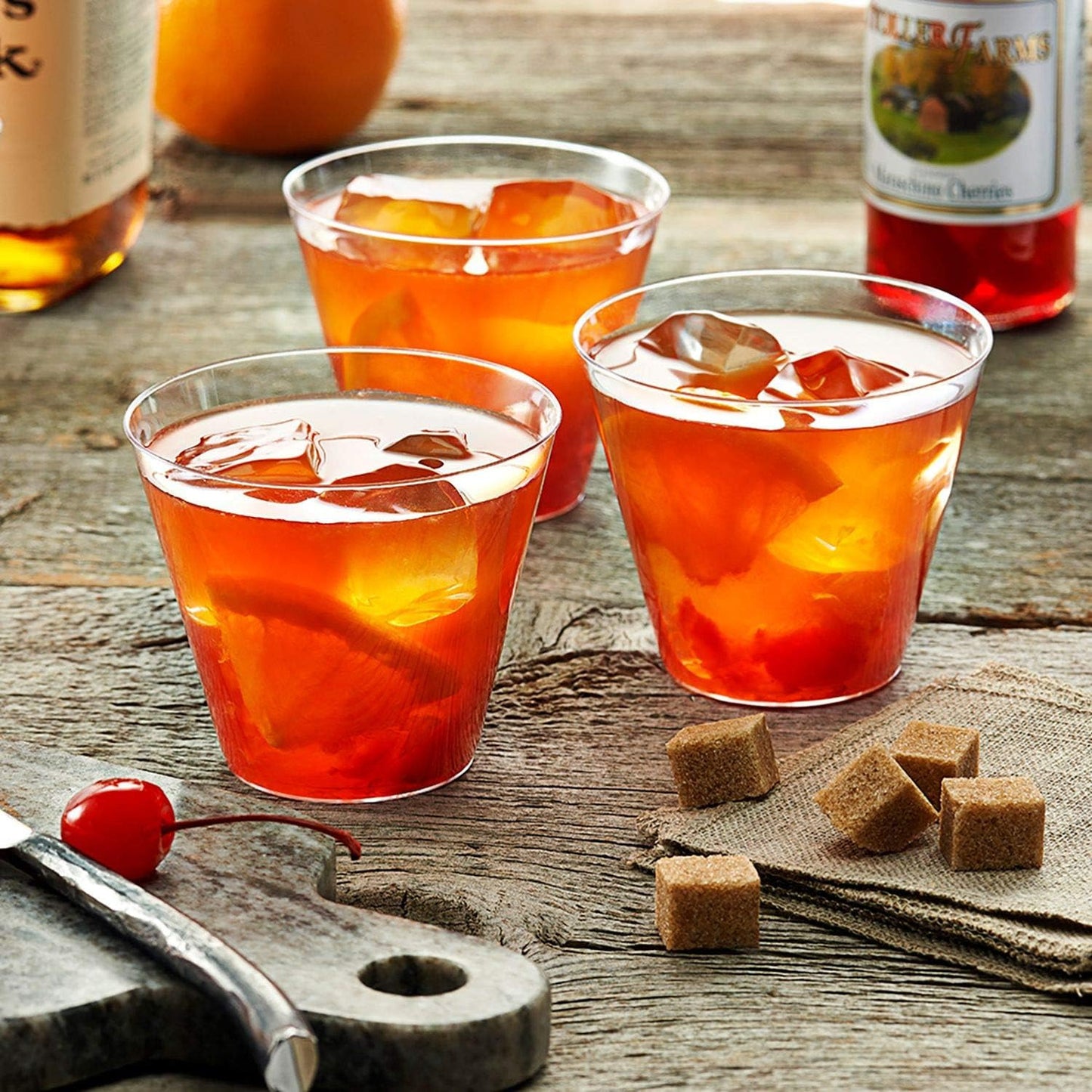9 Oz Disposable Party Cups, Old Fashioned Tumblers, Cocktail Wine Glasses for Ho