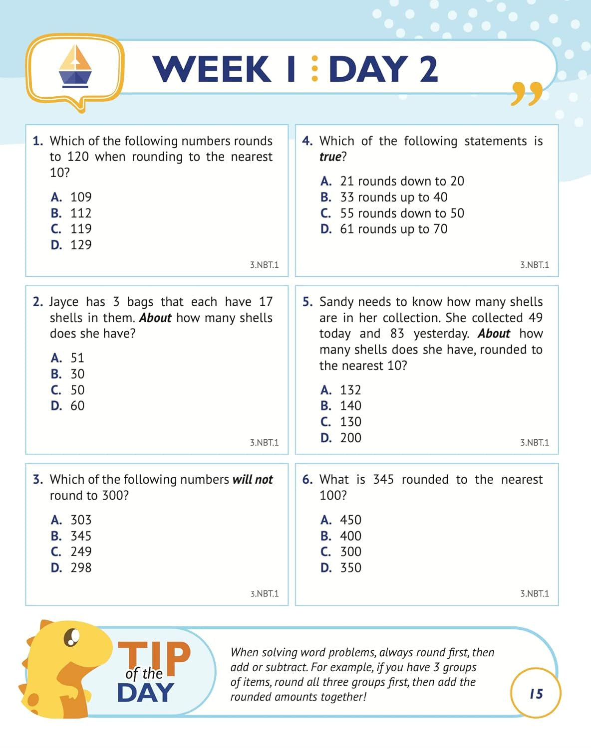 3Rd Grade Common Core Math: Daily Practice Workbook - Part I: Multiple Choice |