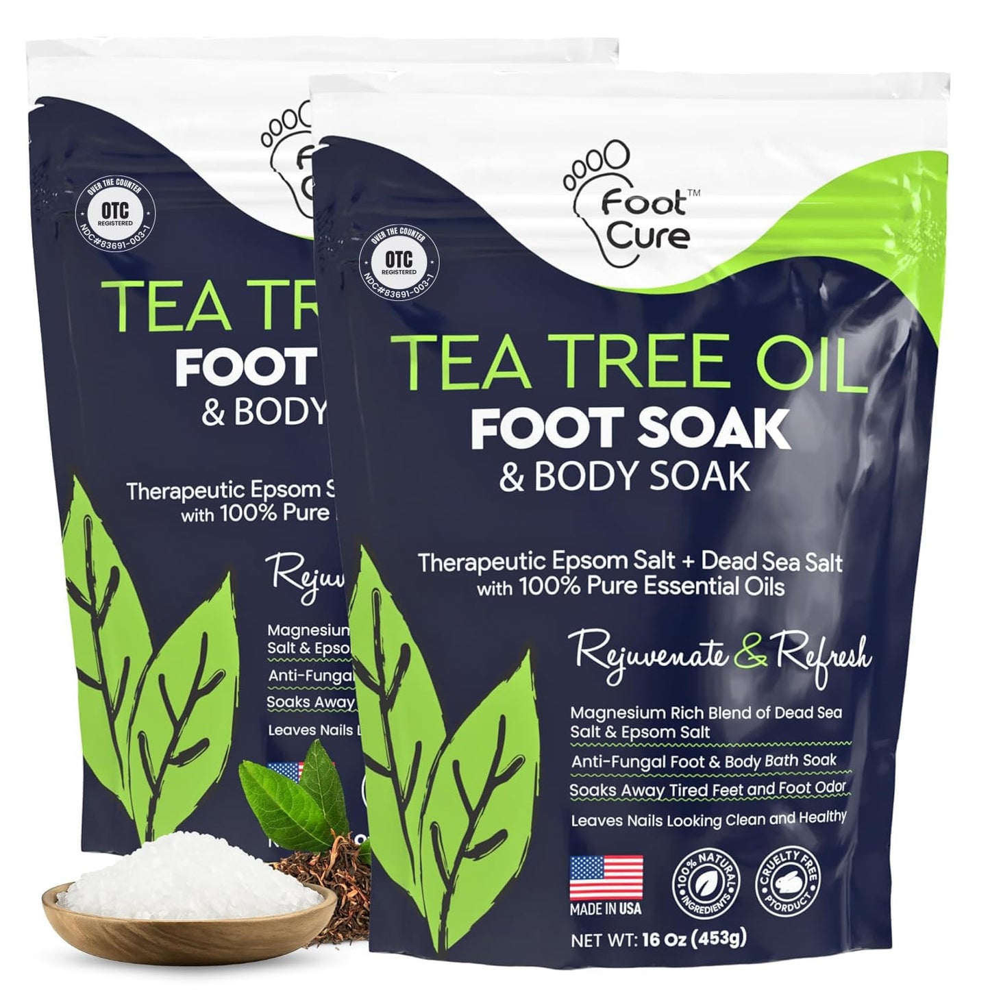 Tea Tree Oil Foot Soak with Epsom Salt - Best Toenail Fungus Treatment, Athletes