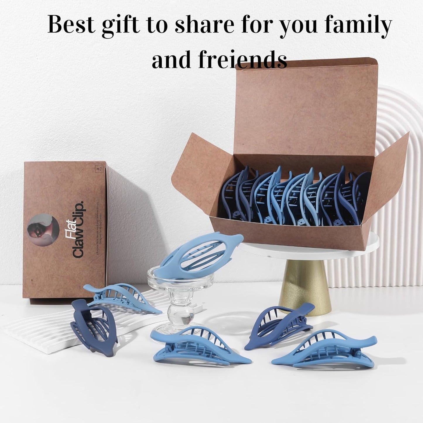 8 Pack Blue Flat Hair Clips – Matte Large French Blue Claw Clips for Women & Gir