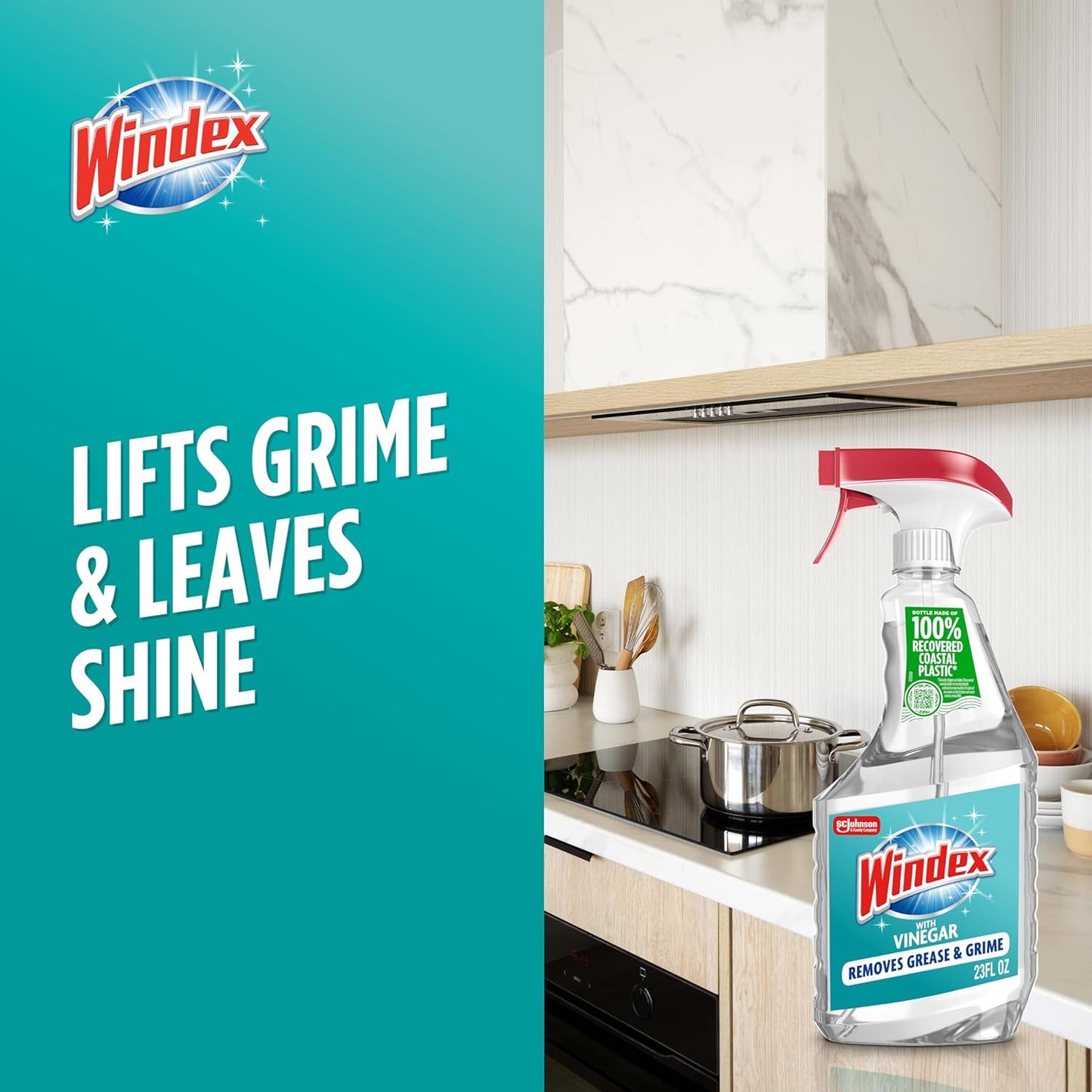 Vinegar Glass and Surface Cleaner Spray Bottle, Packaging Designed to Prevent Le