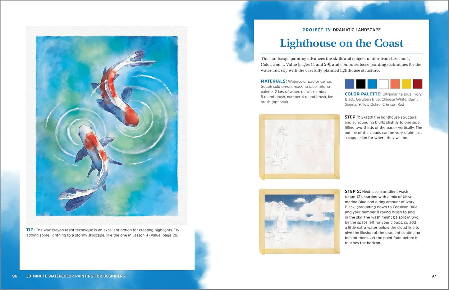 30-Minute Watercolor Painting for Beginners: Easy Step-By-Step Lessons and Techn