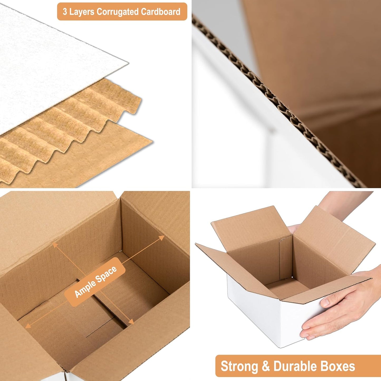 10 Pack 10X7X5 White Cardboard Shipping Boxes, Medium Mailing Boxes for Small Bu