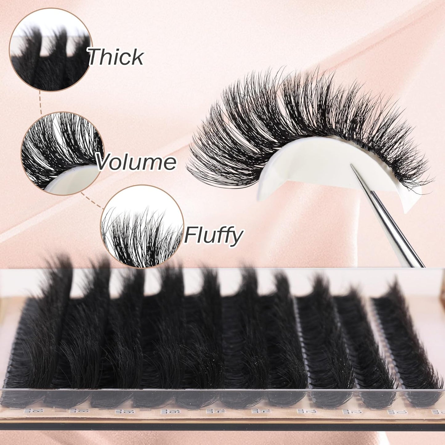 Thick Eyelash Extension Kit Volume Lash Clusters Kit 10-18Mm Individual Lashes C