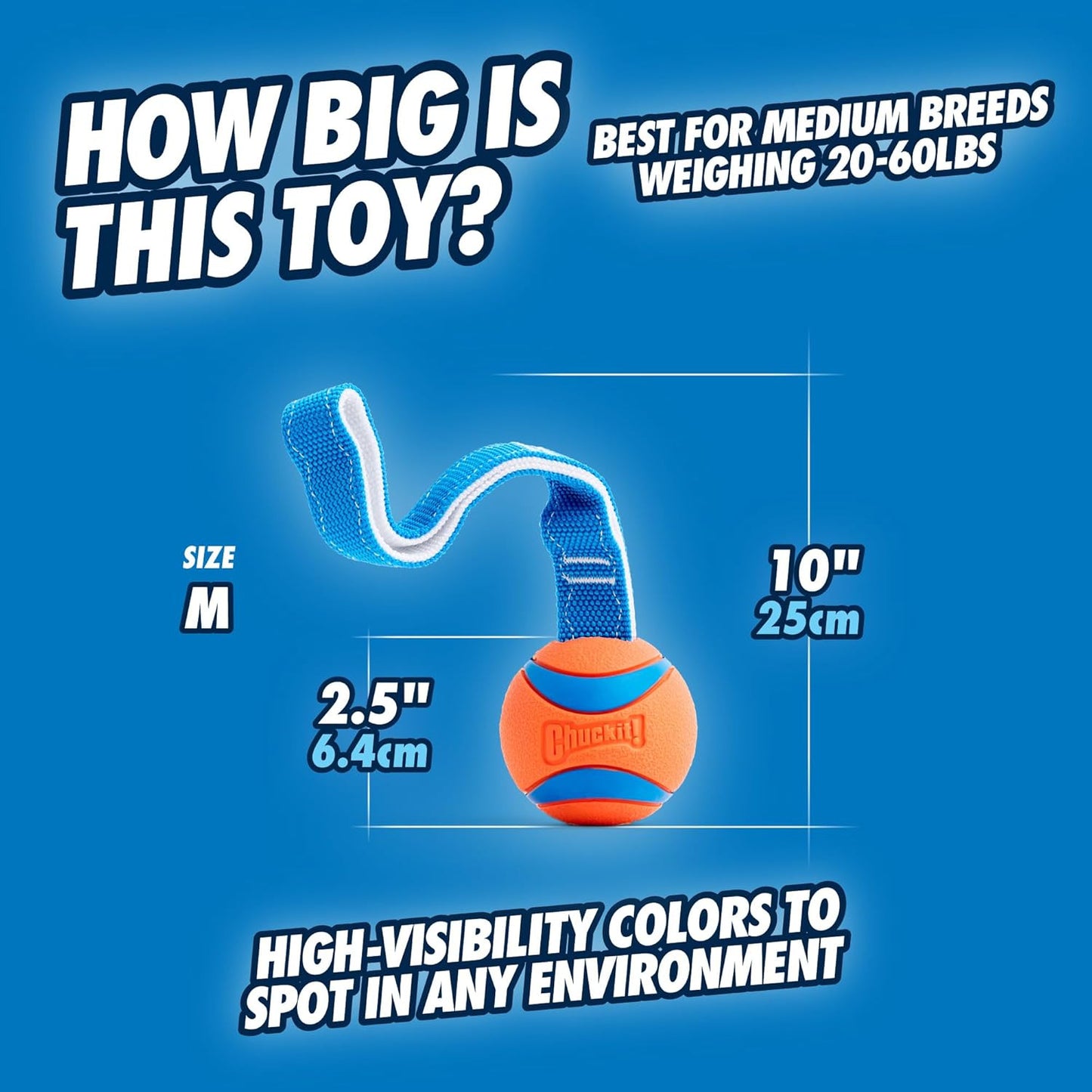 Ultra Tug Dog Toy, Medium Fetch and Dog Ball Tug Toy for Dogs 20-60 Pounds