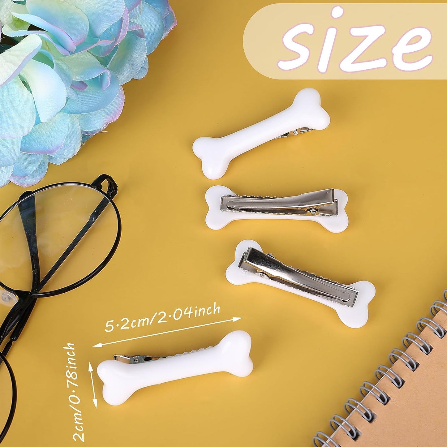 4Pcs Bone Hair Clip White Bones Hairpins for Women Girls Hair Accessories for Ha