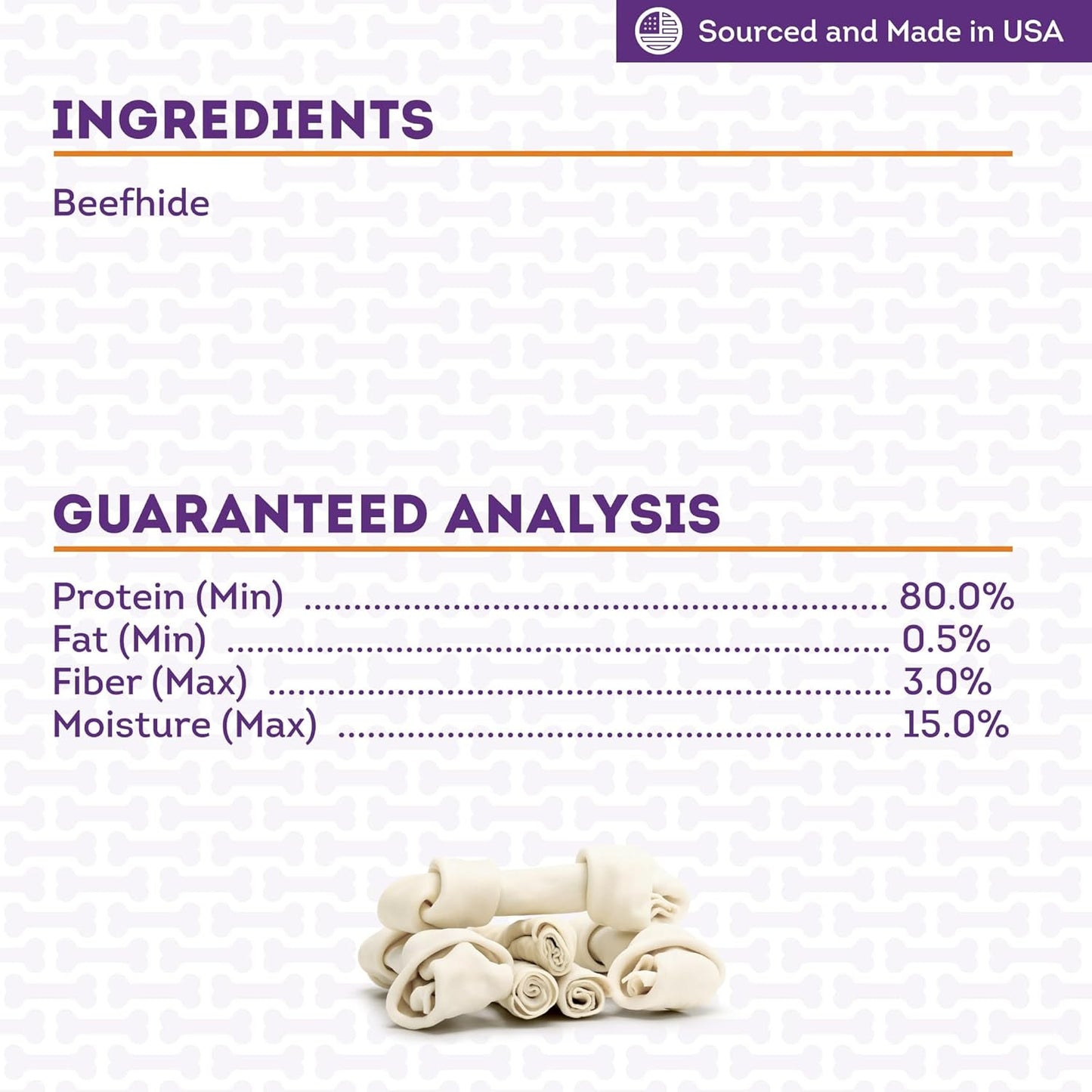 USA Beefhide Large Assorted Dog Chew Treats - Natural Flavor, 6 Count/1 Pack
