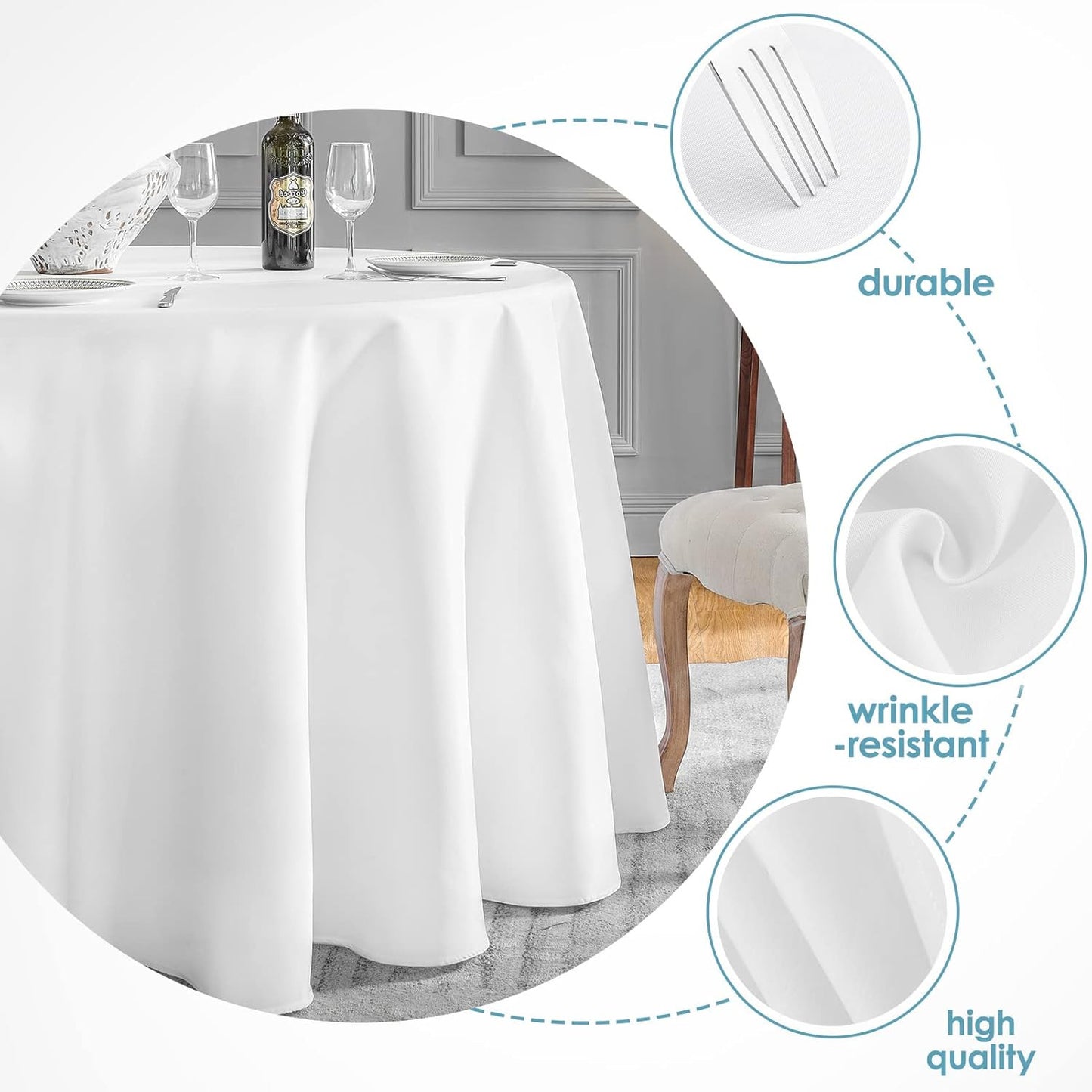 120Inch round Tablecloth Polyester Table Cloth,Stain Resistant and Wrinkle Polye