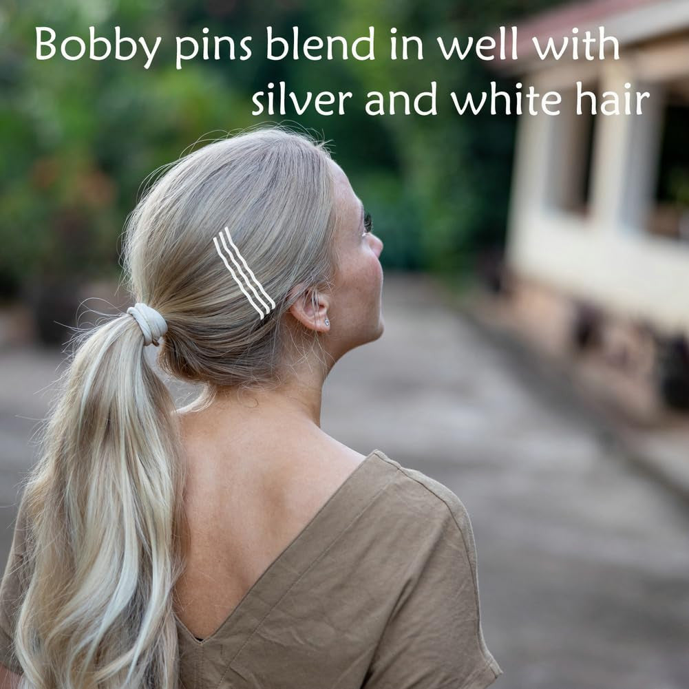White Bobby Pins for Hair, 220 Count 2.2 Inch Wavy Style White Hair Pins for Wo