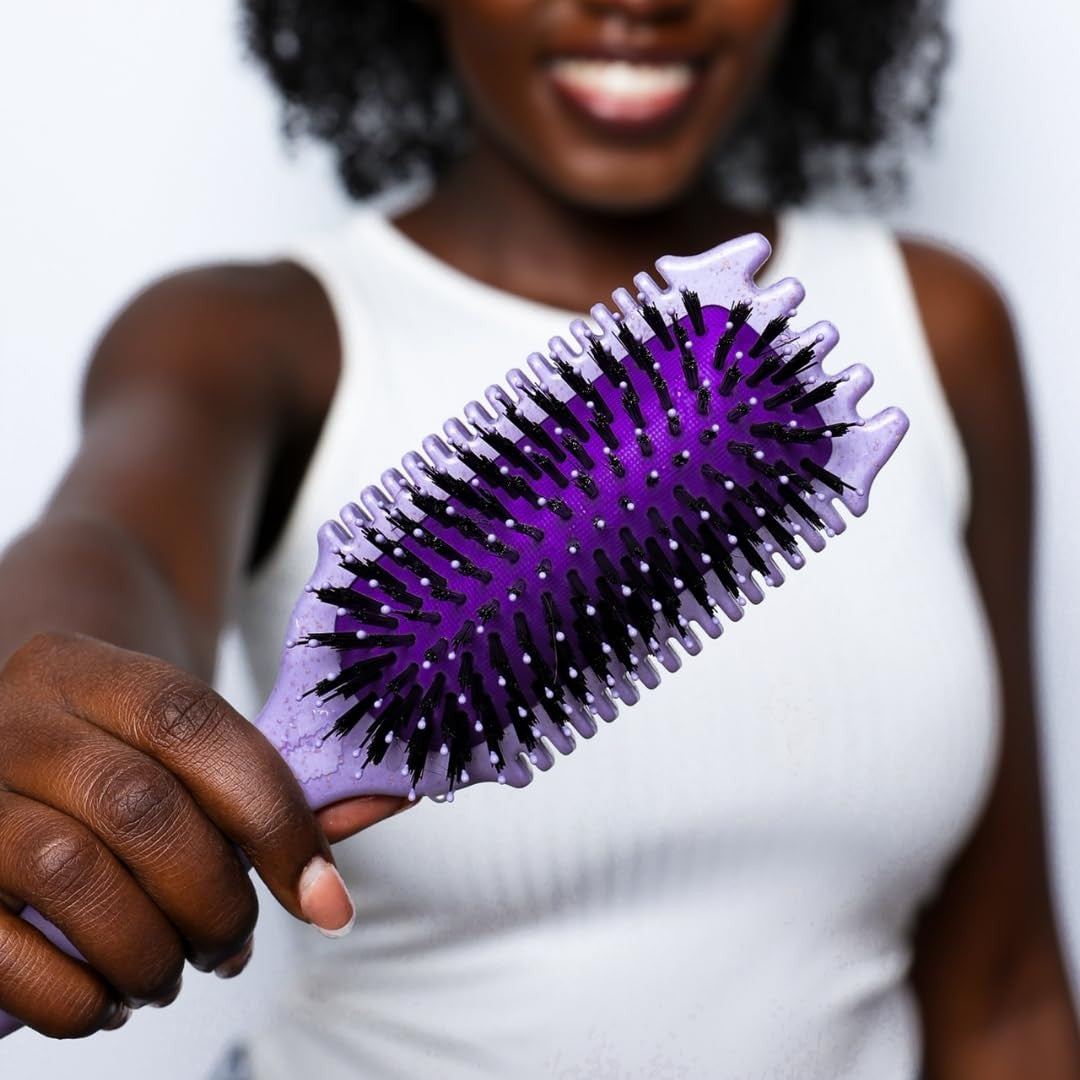 Volume Edgelift Brush, 5-In-1 Tool for Volumized Waves, Curls & Coils - Purple