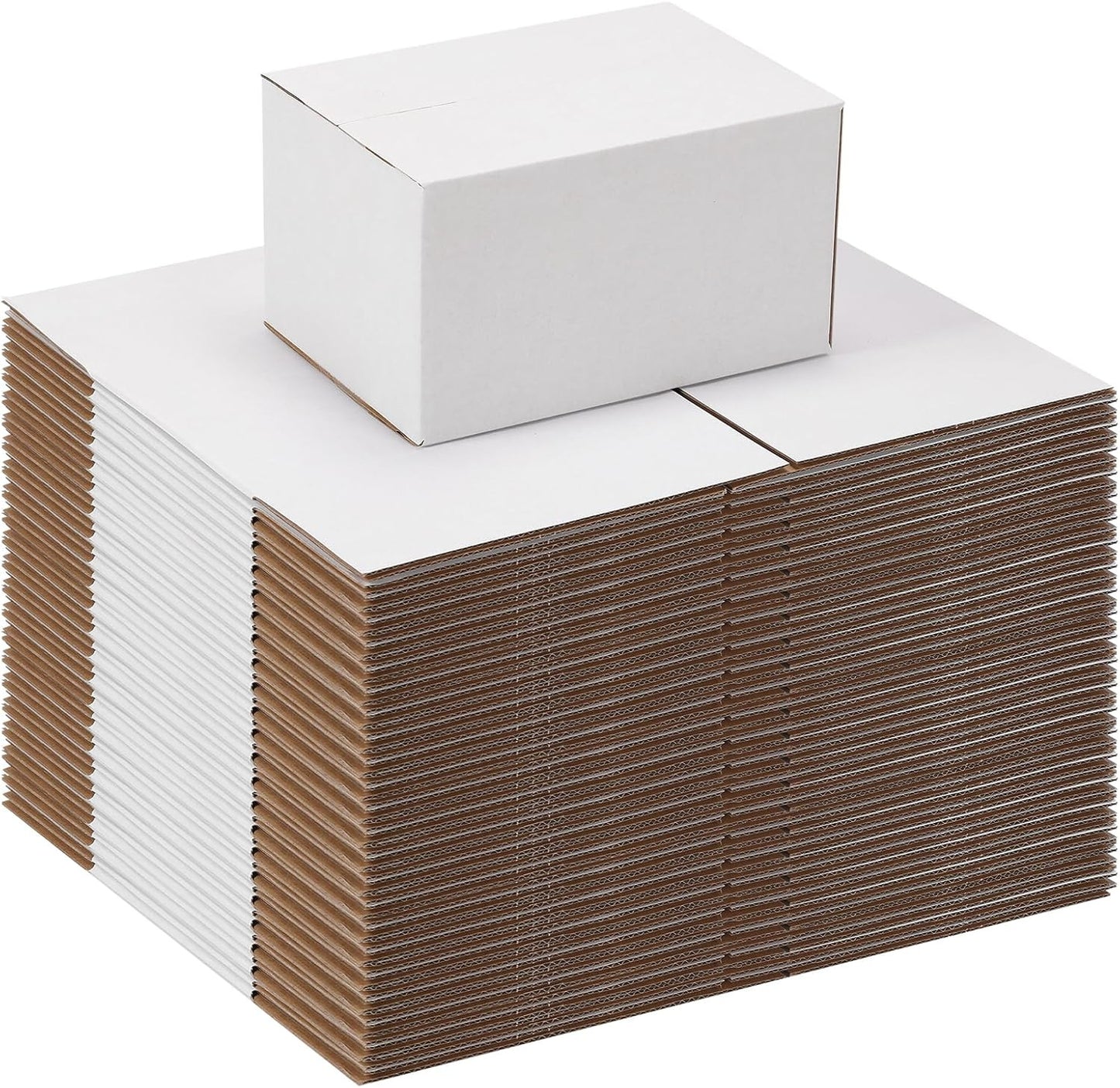 7X5X4 Shipping Boxes Set of 40, Kraft Corrugated Cardboard White Box Small Busin