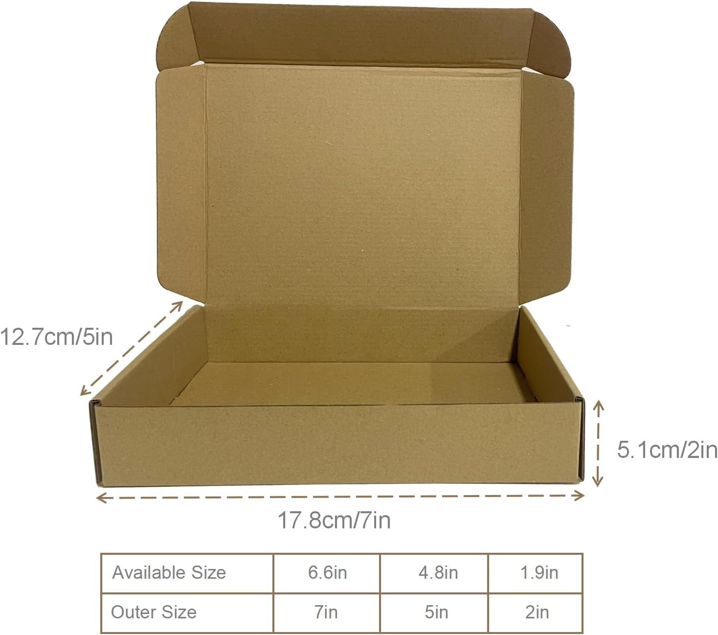 7X5X2 Inch Set of 50 Pack Brown Corrugated Shipping Boxes - Cardboard Boxes for