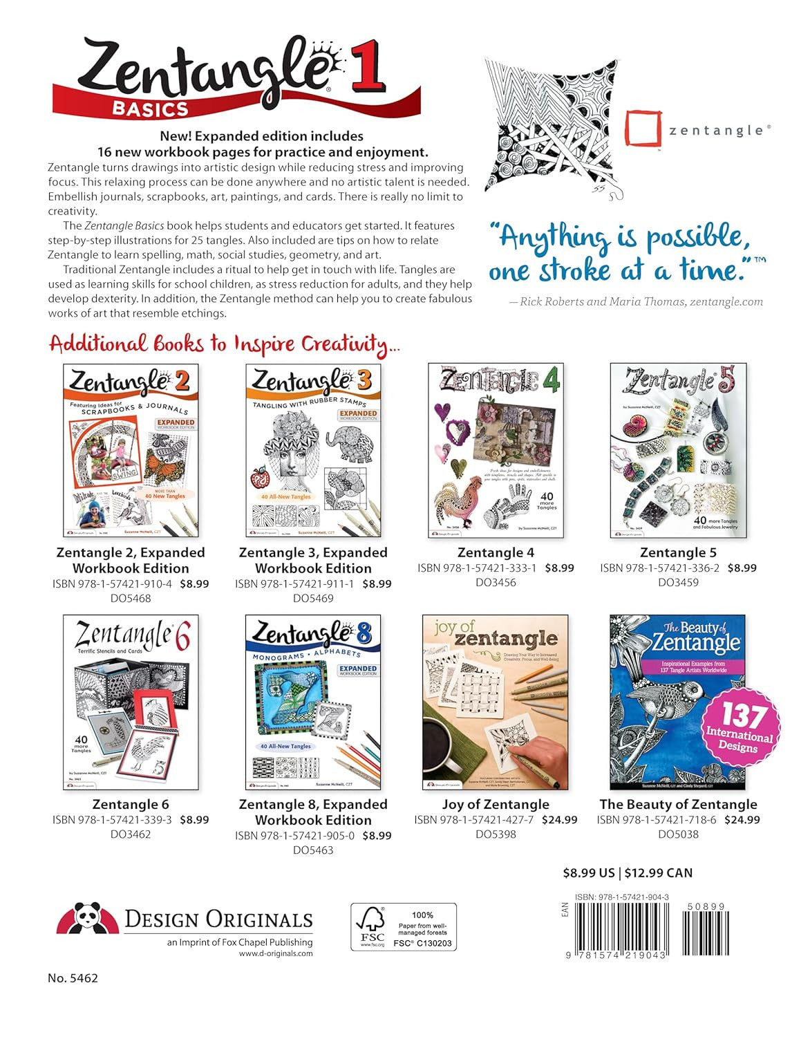 Zentangle Basics, Expanded Workbook Edition: a Creative Art Form Where All You N