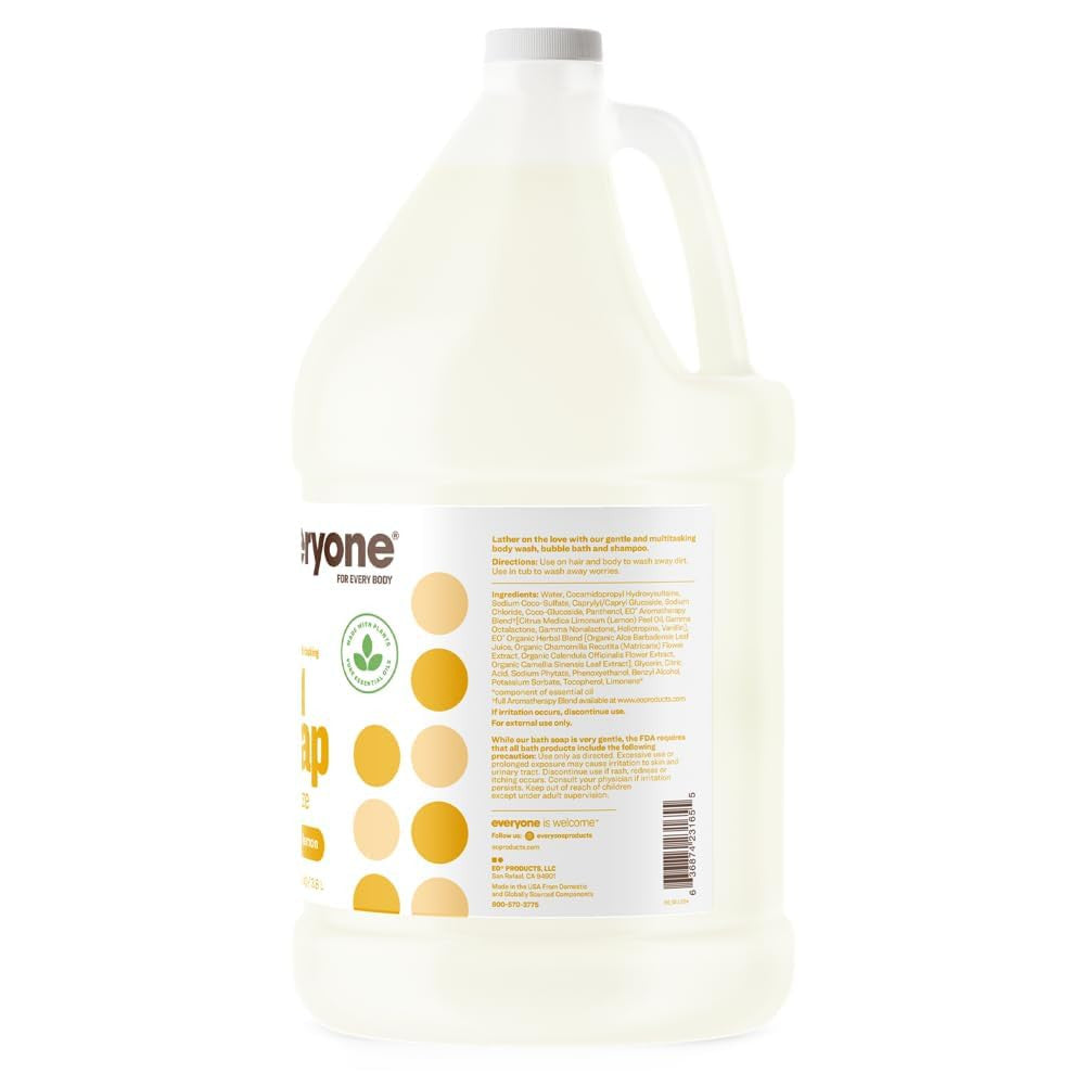 3-In-1 Soap, Body Wash, Bubble Bath, Shampoo, 1 Gallon, Coconut and Lemon, Made