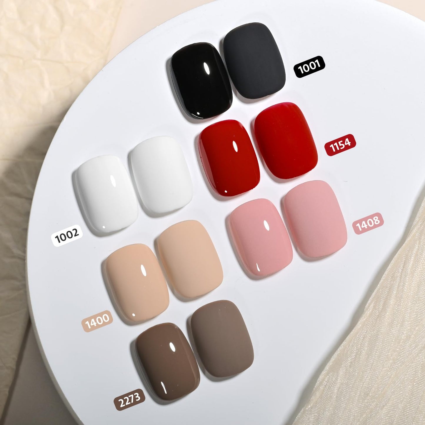 White Red Black Gel Nail Polish Set, 6 Colors Brown Pink Nude Soak off UV Light