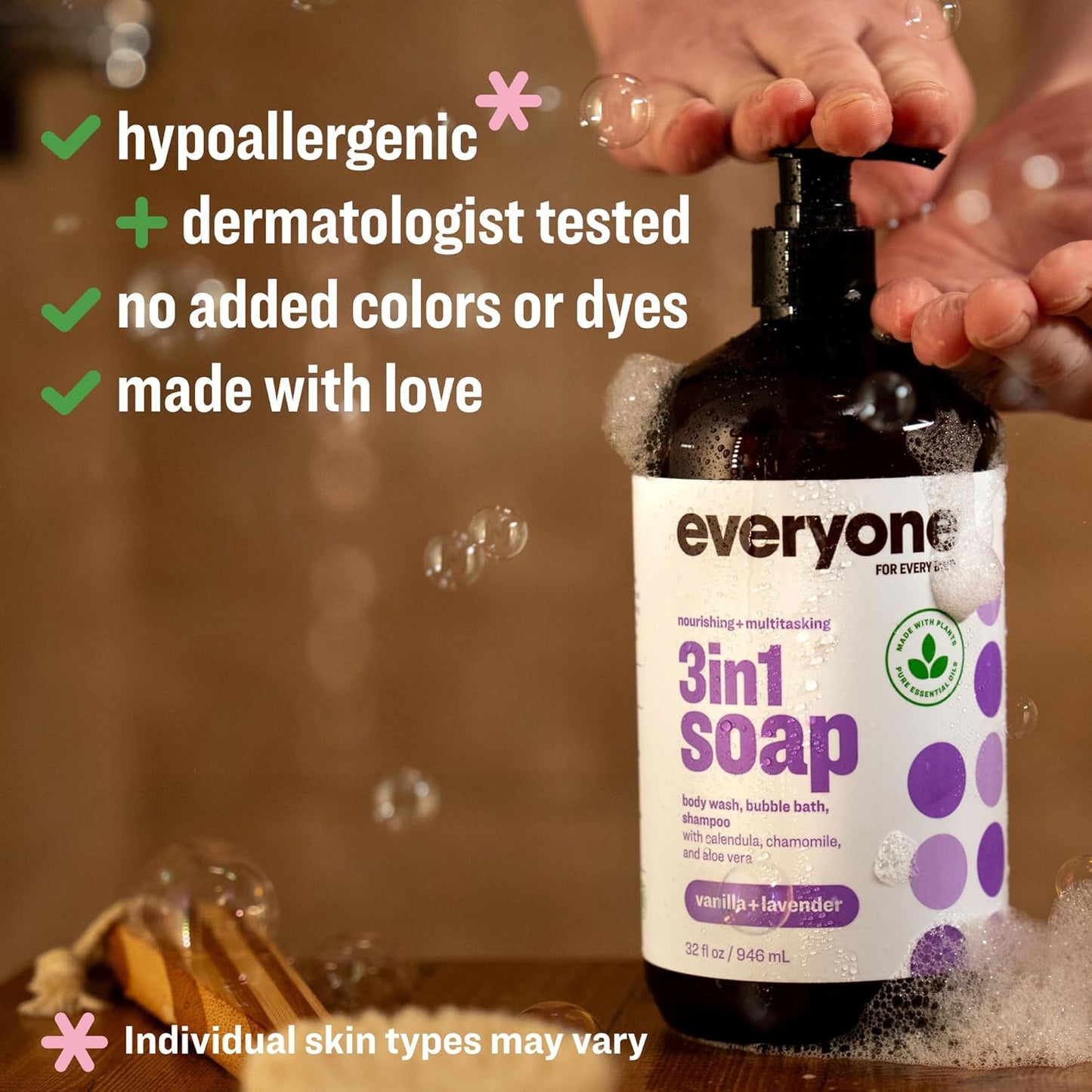 3-In-1 Soap, Body Wash, Bubble Bath, Shampoo, 32 Ounce (Pack of 2), Vanilla and