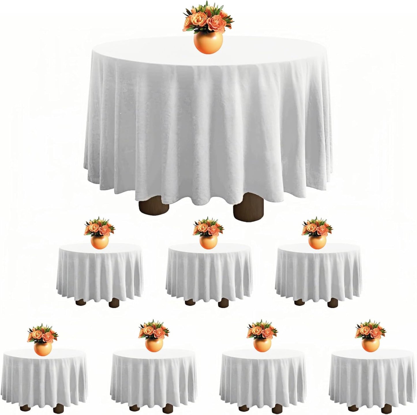 8 Pack White round Table Cloth 120 Inch Tablecloths Linens for round Tablecloth