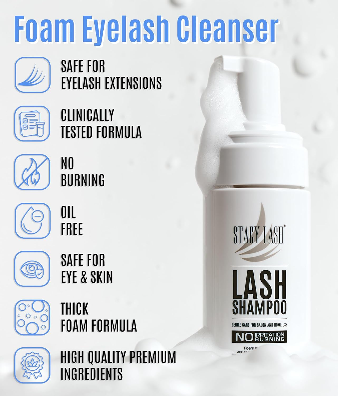 6.76 Fl.Oz / 200Ml Eyelash Extension Shampoo + Brush/Eyelid Foaming Cleanser/Was