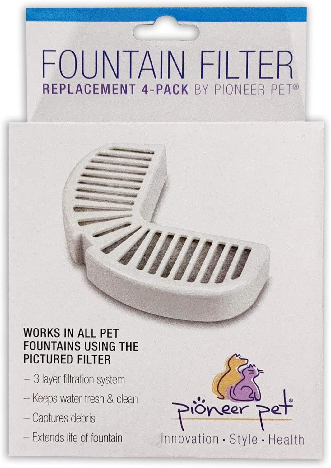 Water Fountain Replacement Filters – 4 Pack - Fits Raindrop Stainless Steel and