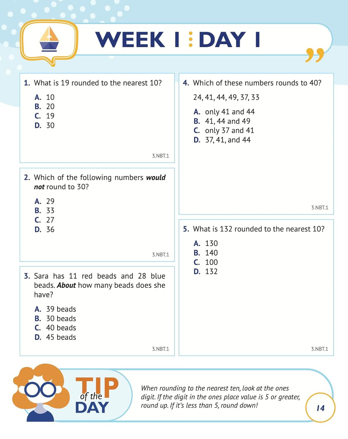3Rd Grade Common Core Math: Daily Practice Workbook - Part I: Multiple Choice |