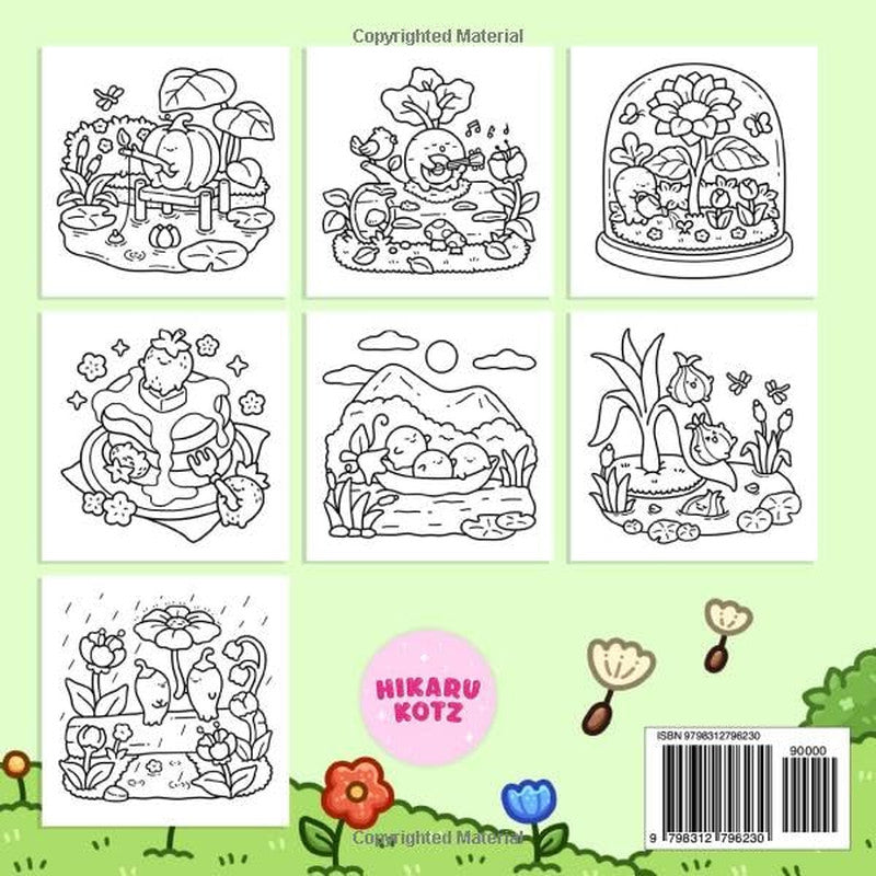 Veggie Life: Fruits and Vegetables Coloring Book for Adults and Teens