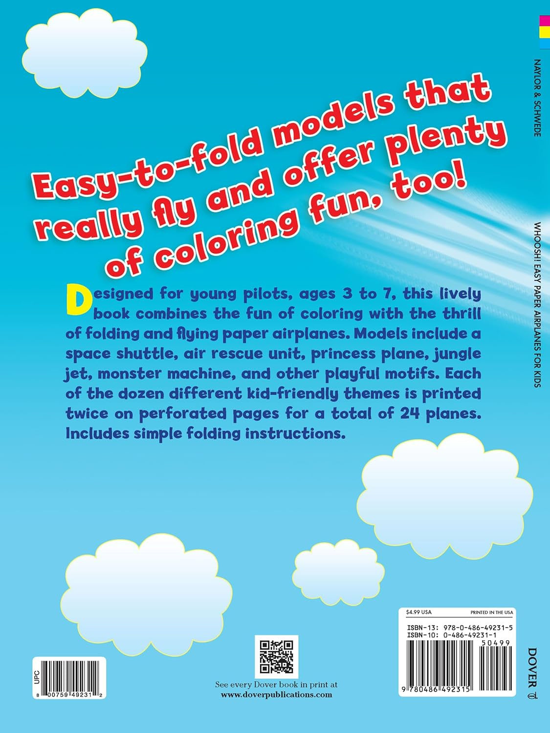 Whoosh! Easy Paper Airplanes for Kids: Color, Fold and Fly! (Dover Kids Activity