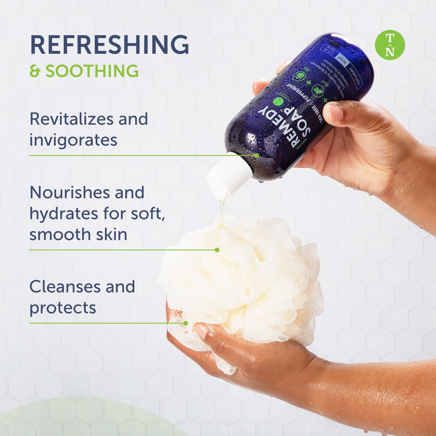 12 Oz Tea Tree Oil Body Wash - Invigorating Tea Tree Soap with Peppermint, Aloe,