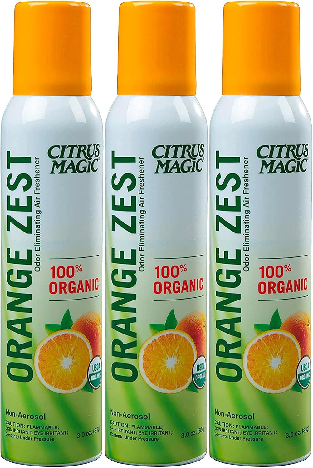 Organic Natural Odor Eliminating Air Freshener Spray, Orange Zest, 3-Ounce, Pack