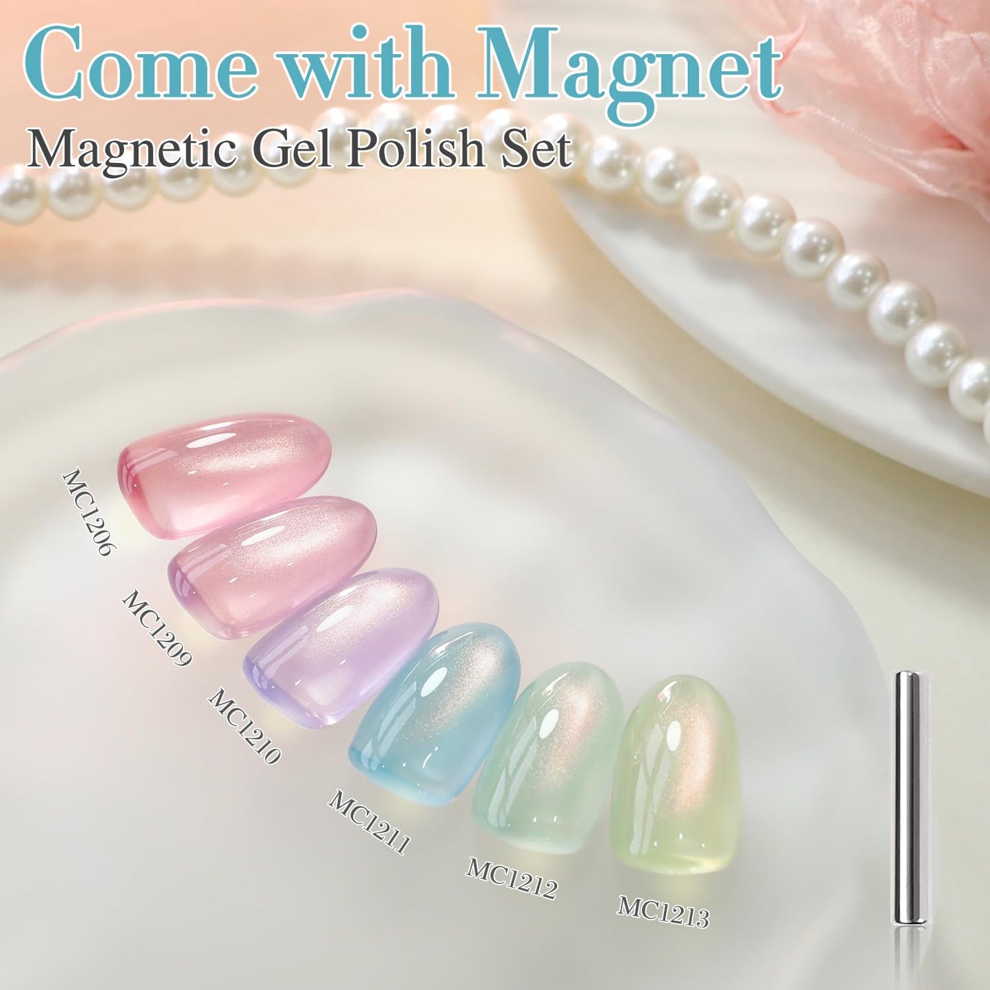 0.5 OZ Cat Eye Gel Polish with Magnet 15ML Holographic Glitter Shimmer Transluce