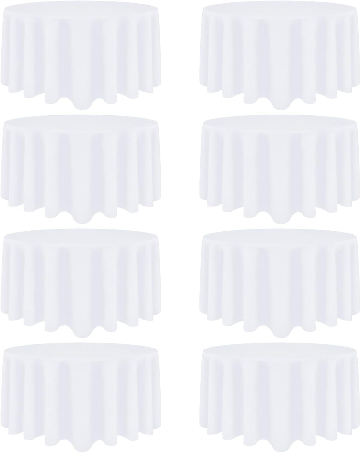8 Pack White round Tablecloth 120 Inch White Table Cloth Stain and Wrinkle Resis