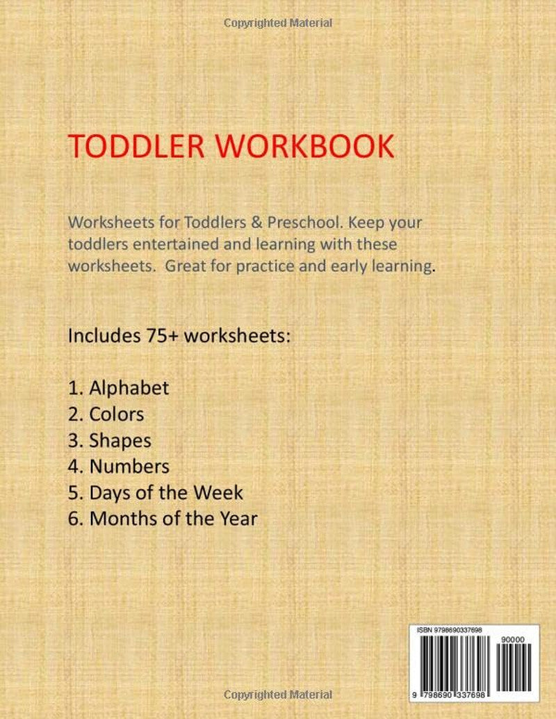 TODDLER WORKBOOK (75+ Worksheets), Kids Activities, Preschool Learning, Alphabet