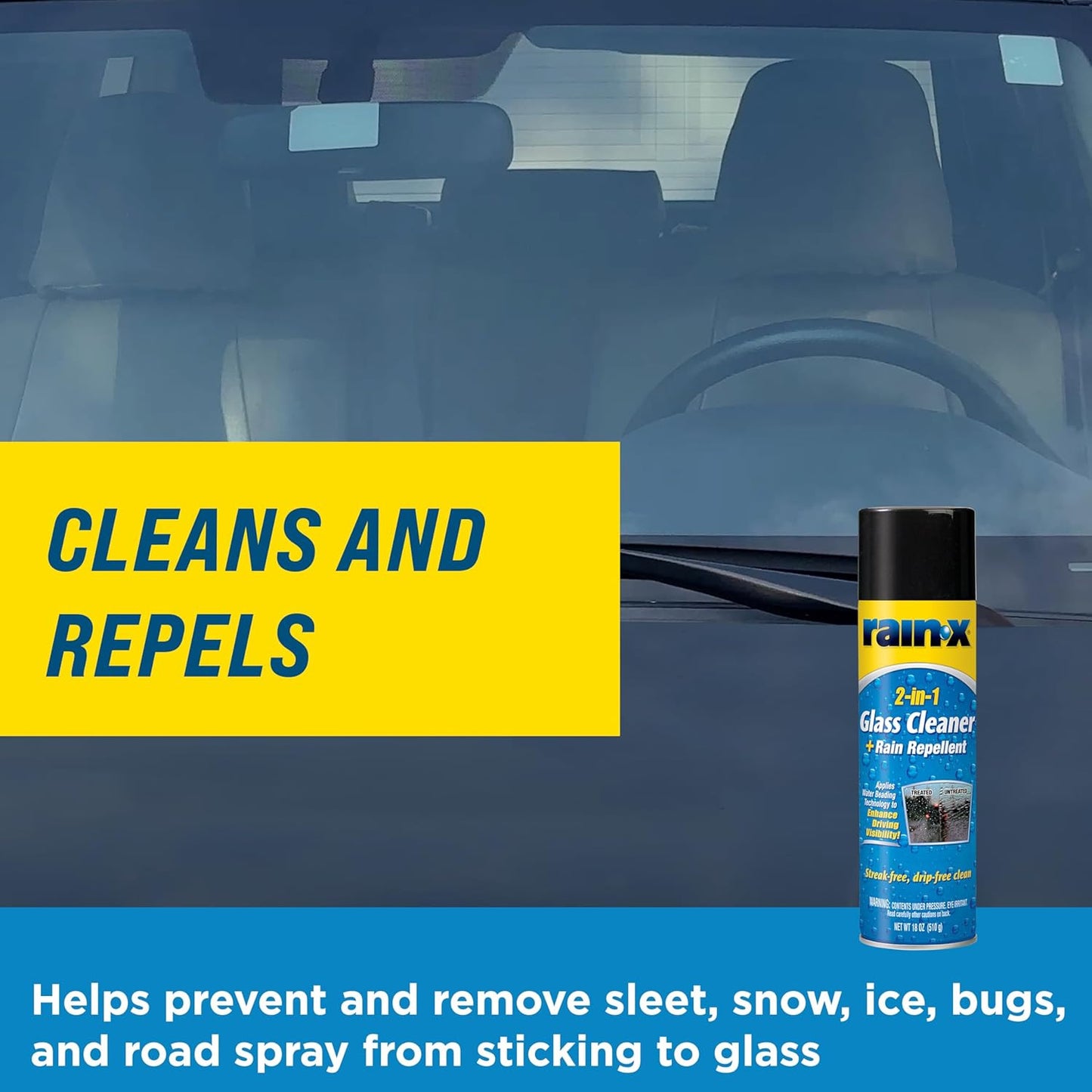 5080233 2-In-1 Glass Cleaner plus Rain Repellent, 18 Ounce , BLUE